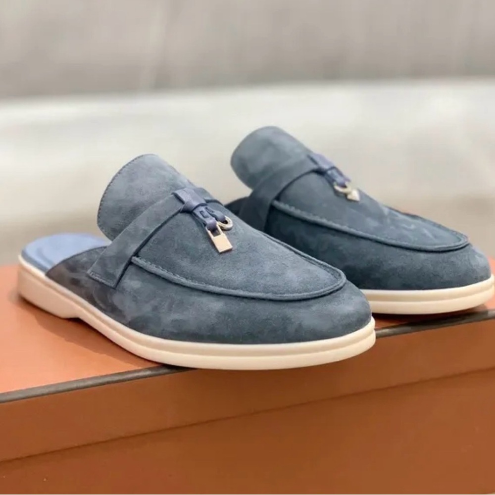 Slate Blue Suede Loafers